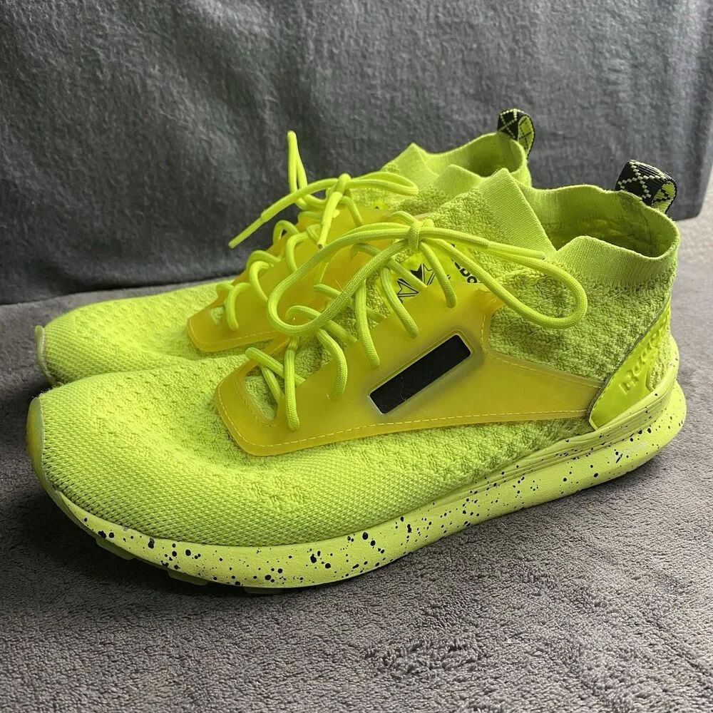Reebok Zoku Runner Ultraknit Neon Volt Green Slip On Mens 7.5 Athletic Sneakers